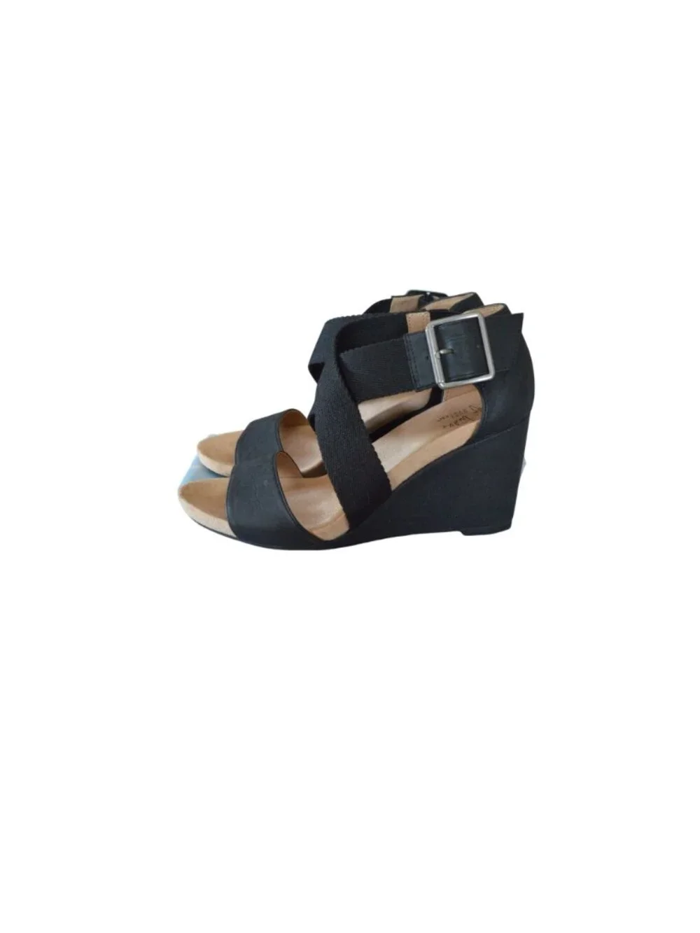 LifeStride Hayden Wedge Sandals Women's Size 8.5 Black Strappy Summer Casual